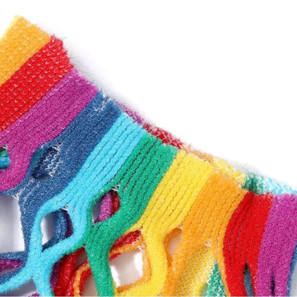 ❤️SOLD❤️ Rainbow Mesh Fishnet Dress Rave Festival Outfit Swim Cover - Picture 7 of 9